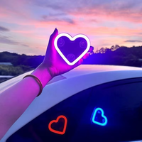Lumière LED en forme de cœur pour voiture, néon solaire, décoration d'ambiance intérieure de voiture, accessoire lumineux pour fenêtre