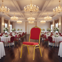 Chaises de banquet de luxe en gros avec coussins moelleux et dossier ergonomique, design empilable, pieds en métal robustes pour événements