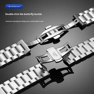 Correa de Acero Inoxidable con Cinco Cuentas Curvas Personalizable con Hebilla de Pasador para Relojes - Venta Directa de Fábrica - Product Image 3