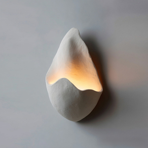 Ins Aesthetic Wabi Sabi Organic Teardrop Ceramic Wall Lamp Matte Rough Texture Irregular Curved LED Wall <b>Sconce</b> Neutral Warm - Product Image 3