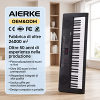 Teclado electrónico digital AIERKE ARK-150 61 teclas con pantalla LED de plástico para estudiantes