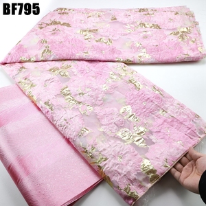 2023 बेबी पिंक अफ्रीकी जरी कपड़े Jacquard जामदानी डिजाइन ब्रोकेड Jacquard कपड़े उच्च गुणवत्ता के लिए पार्टी शादी की पोशाक - Product Image 2