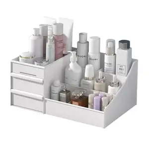 Dormitório bancada de skincare vanity titular, caixa de armazenamento cosméticos caixa de maquiagem organizador de mesa com gaveta