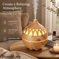 Diffuseur d'arômes en bois à remplissage par le haut, recharge facile, compatible huiles essentielles, lumière chaude pour la maison, le spa, la chambre, humidificateur de table