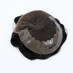 Estilo Q6 # Toupee para Hombre 1B10 con Base de PU y Encaje, Cabello Humano Indio, Nudos Decolorados, Alta Calidad, Listo para Enviar - Product Image 1