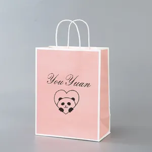 사용자 정의 인쇄 만화 핑크 로고 패턴 보석 사탕 책 소녀 선물 예술 쇼핑 종이 가방 손잡이