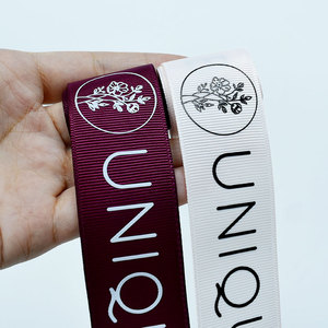 100 Yards Roll Brand <strong>Ribbon</strong> Custom Grosgrain <strong>Ribbons</strong> Printed Custom <strong>Ribbon</strong> with LOGO 3D Raised Logo <strong>Ribbon</strong> - Product Image 2