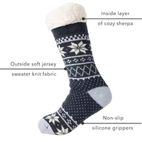 Chaussettes antidérapantes chaudes d'hiver thermiques Chaussettes de sol pantoufles floues Chaussettes moelleuses doublées de polaire Sherpa en tricot