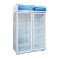Vitrine réfrigérée commerciale à double porte avec refroidissement direct par air, capacité de 829 L, 8 étagères réglables, marque Richall