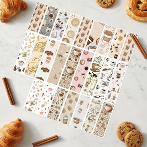 24pcs/Bag Cartoon Cute Coffee Paper Bookmarks Eco-Friendly Book Lovers Reading Bulk Accessories Students Classroom Teenager