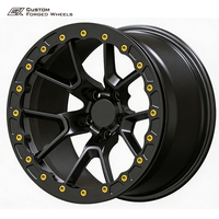 Jantes en alliage forgé tout-terrain, design beadlock simulé, pour pick-up, SUV, 17, 18, 19, 20 pouces, noir mat