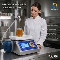 Machine de remplissage et de pesage professionnelle BANMO pour colle à haute viscosité, miel, sauce, remplisseur de liquides semi-automatique haute précision ±0,5g