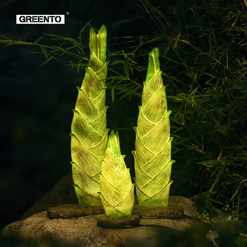 Custom Led Bamboo Resin Luminous Sculpture Lamp outdoor indoor decorative lights for home decor