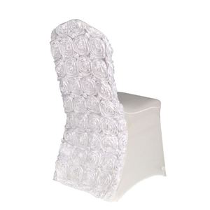 <b>2023</b> Wholesale Multifunction Custom Logo Promotional Rosette Chair Cover White Banquet Spandex Gold Color Folding for Wedding - Product Image 2