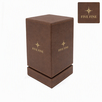 Boîte cadeau rigide en cuir PU marron de luxe avec logo estampé à chaud or, boîtes à vin rouge personnalisées avec insert en velours noir