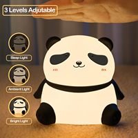 Lampe en silicone Panda mignonne et apaisante, rechargeable par USB, à intensité variable, lumière blanche chaude, 7 couleurs, fonction minuterie, veilleuse de chambre pour le soin des yeux