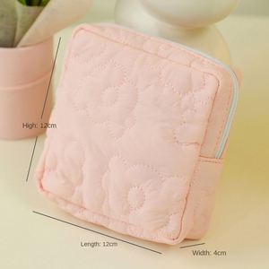 กระเป๋าเก็บผ้าเช็ดปากแบบนุ่มลายดอกไม้ กระเป๋าเครื่องสำอางแบบมีซิปขนาดเล็กน่ารัก - Product Image 5