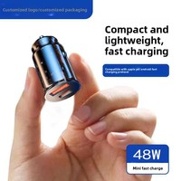 Chargeur de voiture mini ultra-rapide 48W QC3.0 à double charge rapide pour smartphones Android, tablettes, casques et consoles de jeux