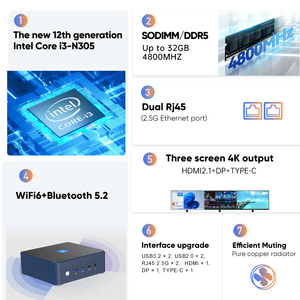 Topton 12th Gen M9s Mini PC Intel I3 N305 N200 N100 Ddr5 Pcie3.0X4 2X2.5G Mini Tường Lửa Máy Tính Văn Phòng PC Win11 NUC Wifi6 - Product Image 2