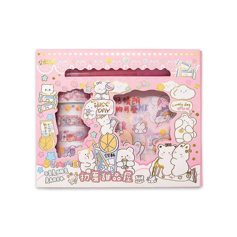 Оптовая продажа, светодиодная бумажная лента, наклейка, Подарочная коробка, подарок на день ребенка, набор резаков, милая школьная канцелярская лента