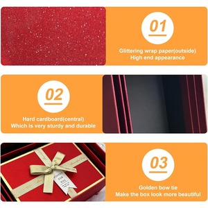 Coffret cadeau Redsparkling, un ensemble de 3 boîtes cadeaux rectangulaires avec nœud doré, idéal pour offrir en cadeau et personnalisable selon les besoins - Product Image 4