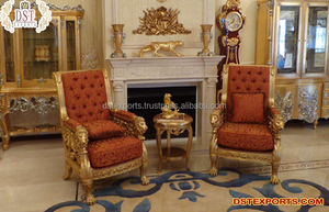 เก้าอี้เลานจ์สีทองสไตล์มหาราชาเก้าอี้ห้องนอนเสร็จสิ้นสีทองหรูหราเก้าอี้เลานจ์มือแกะสลัก - Product Image 5