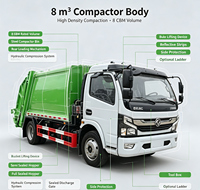 Camion compacteur à chargement arrière QTD Dolica 4X2 8CBM, 7360 kg de charge utile, moteur diesel Euro 6, conduite à gauche, assainissement municipal