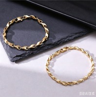 Bracelet unisexe en acier inoxydable à maillons flamme, largeur 4 à 5 mm, 21 cm, chaîne de mode plaquée or 18 carats, vente en gros