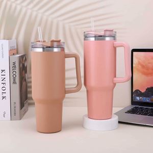 Taza de Viaje de Acero Inoxidable con Aislamiento al Vacío de Doble Pared, Recubierta con Polvo, Ecológica, Portátil, de 40 Oz, con Asa, en Oferta - Product Image 3