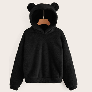 Custom Cute <strong>Bear</strong> Ears Women Sherpa <strong>Fleece</strong> Sweatshirt Hoodies Unisex Pullover Blank Heavy <strong>Teddy</strong> <strong>Hoodie</strong> for Women - Product Image 4