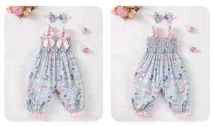 Ensemble de vêtements pour bébé fille de 3 à <span class=keywords><strong>24</strong></span> <span class=keywords><strong>mois</strong></span>, printemps-été, 2 pièces, respirant, sans manches, bretelles et bandeau à nœud, imprimé animal - Product Image 2