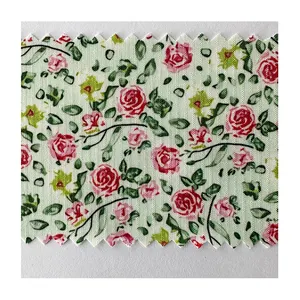 Ru u Têxteis 2023 New Hot Woven Poliéster Seda Digital Impresso Rose Floral Satin Tecido Para Vestido Vestuário Têxtil
