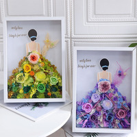 Eeuwig bewaarde bloem vlinder textuur schilderij fotolijst handgemaakt kunst aandenken cadeau voor Valentijnsdag afstuderen langdurig