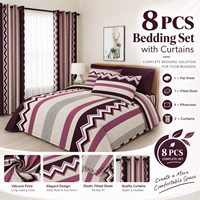 Vente en gros de linge de lit en microfibre 8 pièces, taille King, avec rideaux assortis, ensemble de literie imprimé floral doux