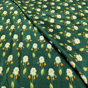 Tissu léger en soie brute verte douce de qualité supérieure, tissé, à motif géométrique abstrait, pour robes de mariée, kurta, quilting et couture artisanale - Product Image 1