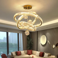 Lustre en cristal à anneaux spirales personnalisés, luminaire suspendu LED de luxe pour escalier de villa, plafond haut et hall d'entrée