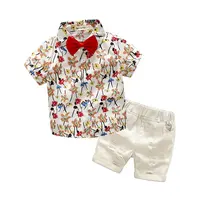 Conjunto de ropa de verano para niños, traje de flores, camisas y pantalones cortos, 2 uds.