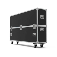 Boîtier de transport en aluminium pour écran de télévision, boîtier d'aviation en aluminium noir avec roues