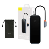 Hub Tipe C 5 in 1 dengan 4 Port USB 3.0 Pengisian Daya PD100W Mini Portabel dari Aluminium Alloy untuk Laptop/Desktop/Macbook-Tidak Perlu Colokan