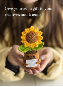 クロシェットポジティブひまわり花クロシェットポットプラント感情的なクロシェットギフト教師の日卒業シーズンギフト - Product Image 6