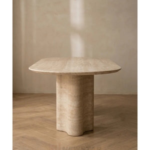 Modern Streamline Natural Marble <b>Table</b> Flat Overall Design Household <b>Dining</b> Room Interior - Product Image 6