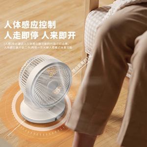Electric <b>Fan</b> Air Circulator Desktop Turbine Oscillating Silent Remote Control Floor <b>Fan</b> Inverter 10.0-12.9 In White - Product Image 1