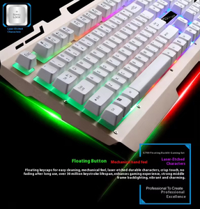 คีย์บอร์ดเกมมิ่งแบบมีสาย USB พร้อมเมาส์โลหะ สำหรับร้านอินเทอร์เน็ตคาเฟ่ พร้อมขาตั้งแล็ปท็อป ชุดคีย์บอร์ดและเมาส์ตามหลักสรีรศาสตร์ - Product Image 4