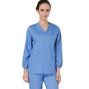 Venta al por mayor logotipo personalizado cuello en V pulóver manga corta Hospital enfermera traje elástico quirúrgico ropa hombres mujeres uniformes médicos conjunto - Product Image 5