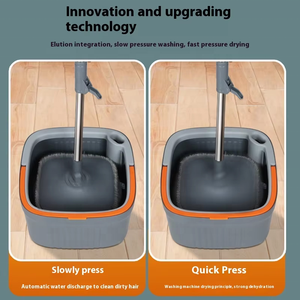 Mopa <span class=keywords><strong>de</strong></span> Microfibra para Separación <span class=keywords><strong>de</strong></span> Aguas Residuales Domésticas, Limpieza con una Sola Pasada, Panel Grande, Doble Uso, Húmedo y Seco, Cabezal Giratorio con Exprimidor - Product Image 2