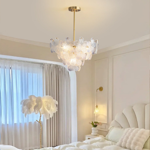 Éclairage de luxe moderne, style frais, lustre en verre suspendu en forme de fleur pour salle de bal, intérieur, maison - Product Image 2