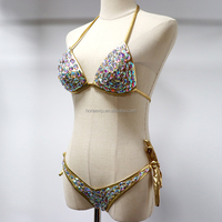 B100 deux pièces Sexy Exotic Dancewear étincelant charmant strass Costume pour scène Performance Wear