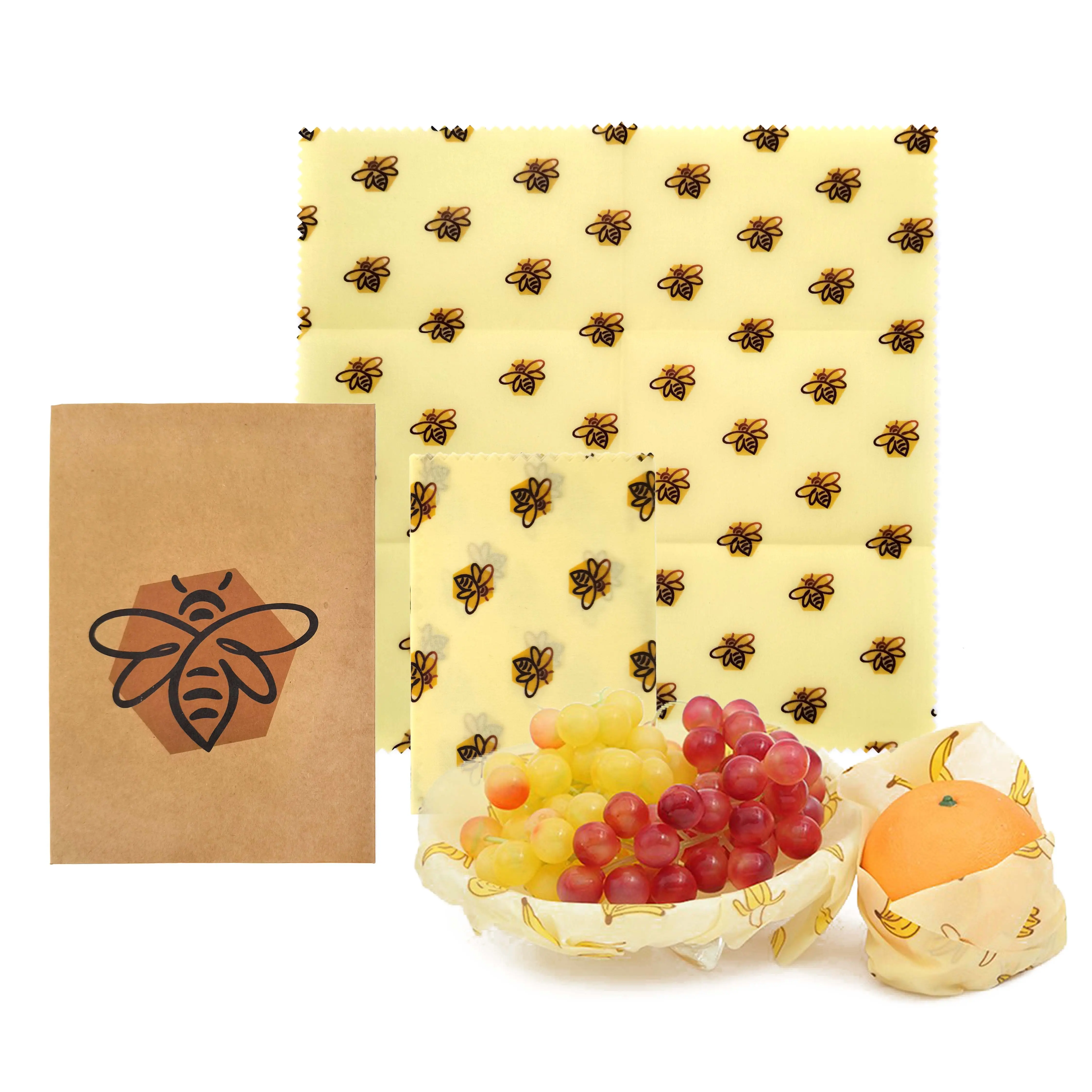 खाद्य ग्रेड Greaseproof पुन: प्रयोज्य भंडारण लच्छेदार मधुमक्खी मधुमक्खियों मोम Wraps रैपिंग पेपर मोम भोजन की चादर