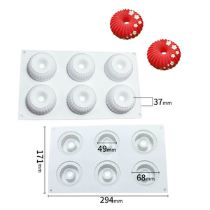 Molde de Silicona de 6 Cavidades para Donuts, Galletas, Pasteles de Mousse, Moldes para Hornear Postres de Chocolate y Helado en Forma de Anillo - Product Image 2