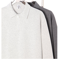 RUICHI Sweat-shirt Polo Demi-Zip 350G Épais Homme Femme Couleur Unie Style Old Money Ample Décontracté Automne Hiver